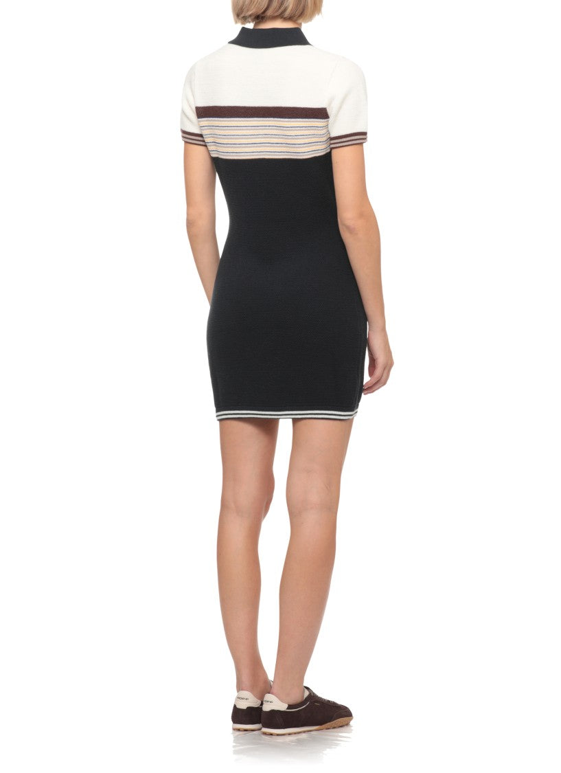 Casablanca Blue Cafe Stripe Printed Mini Dress