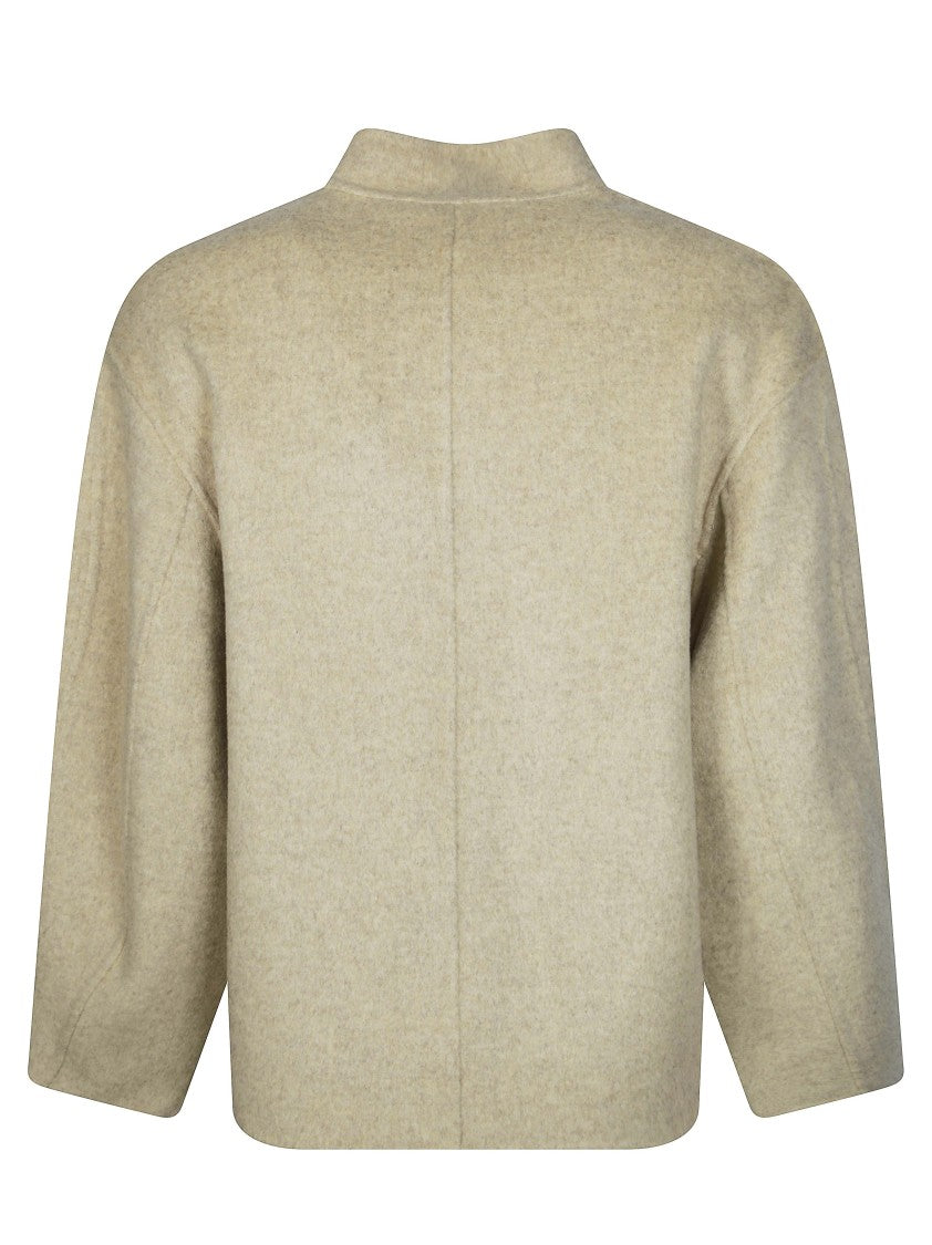 Soeur Cropped Textured Jacket With High Neckline And Button Closure