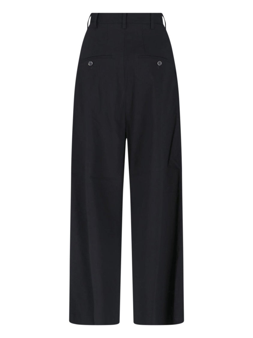 Uma Wang Black High-Waisted Wide-Leg Linen Trousers