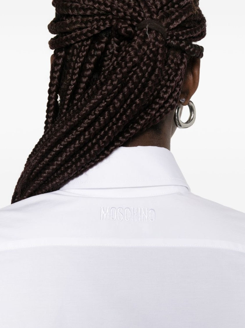 Moschino White Bow Detail Point Collar Top