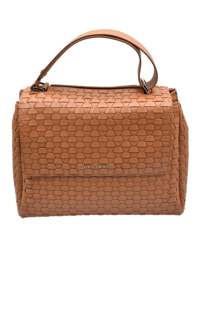 Orciani Woven Nappa Leather Amber Handbag