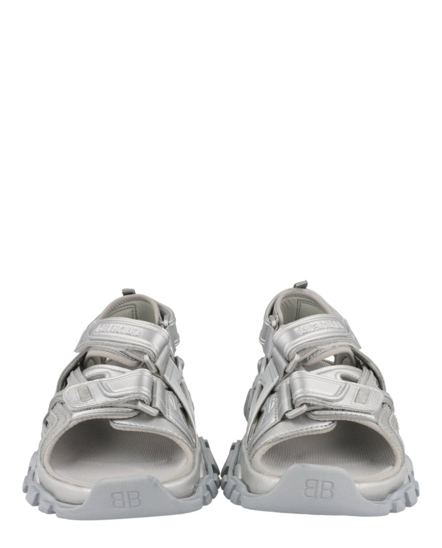 Balenciaga Sporty Track Sandals With Caged Design And Embossed Logo