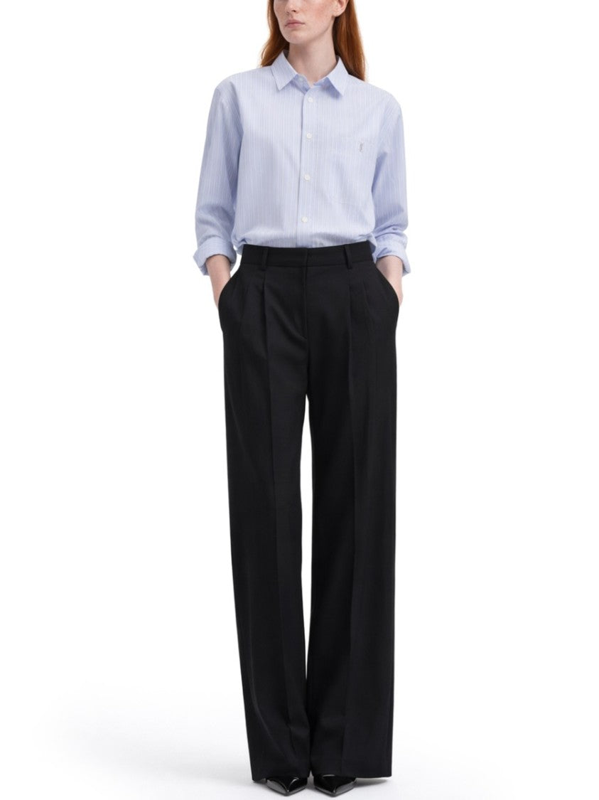 Saint Laurent Cassandre Striped Cotton Shirt