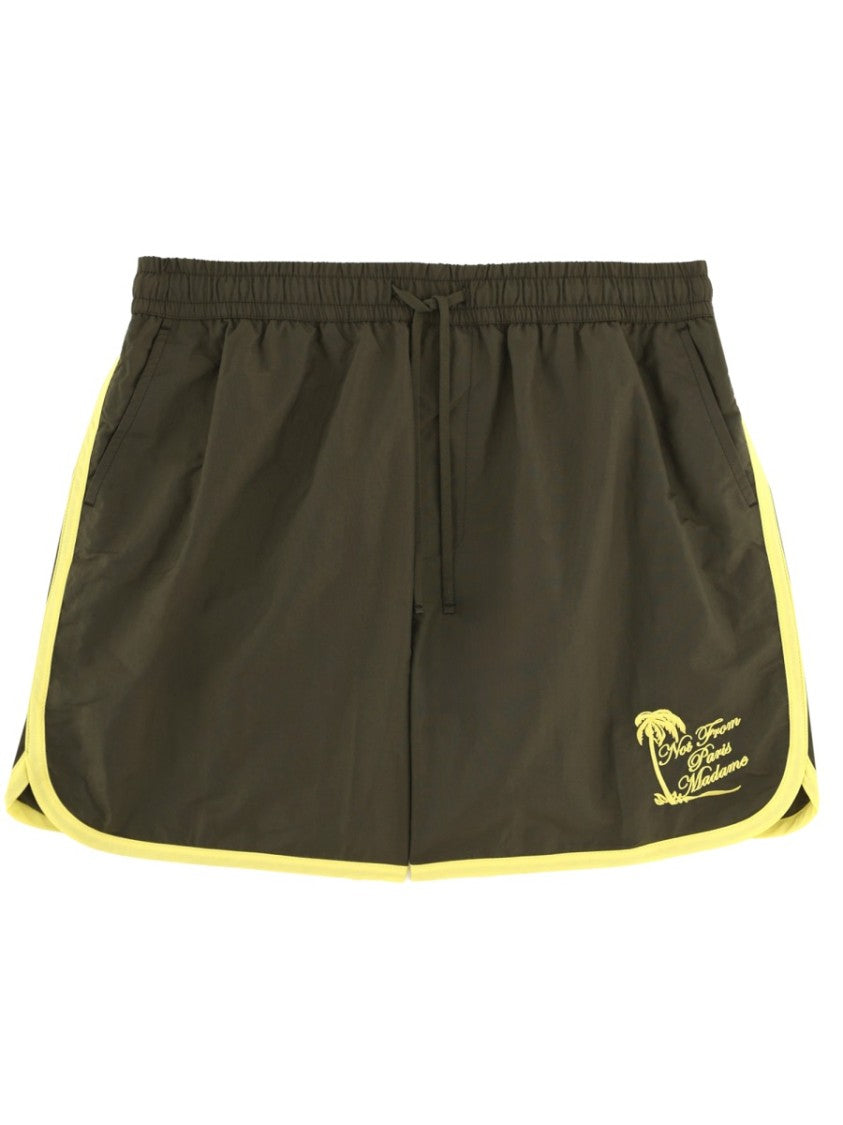 Drôle De Monsieur Brown Polyamide Embroidered Swim Shorts
