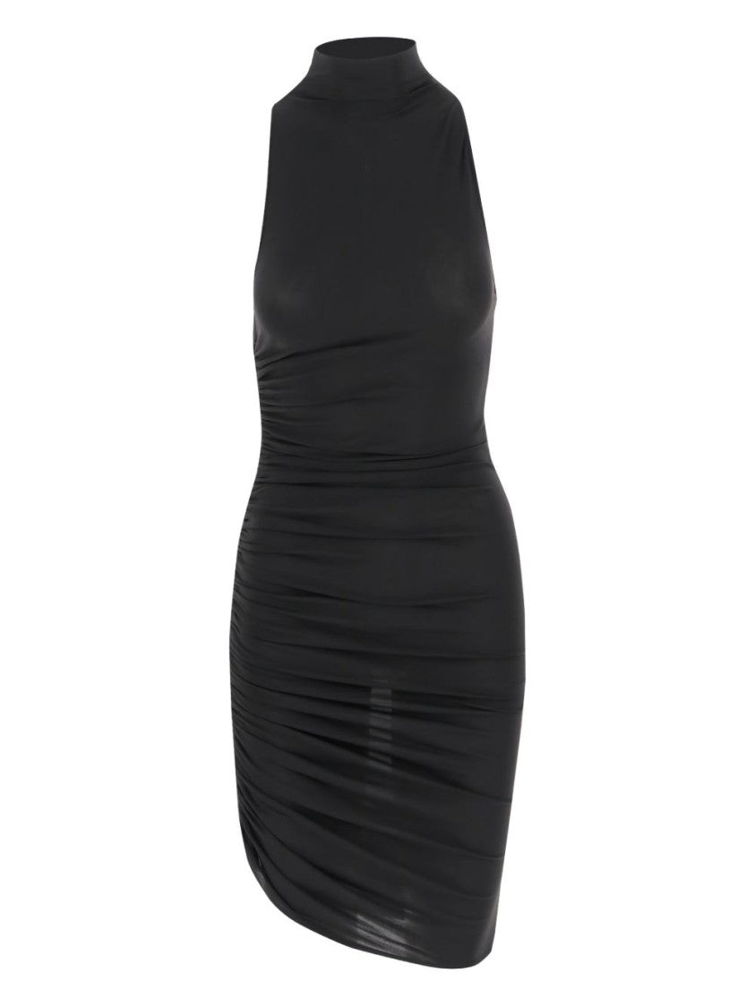 Jacquemus Black High Neck Asymmetric Gathered Dress
