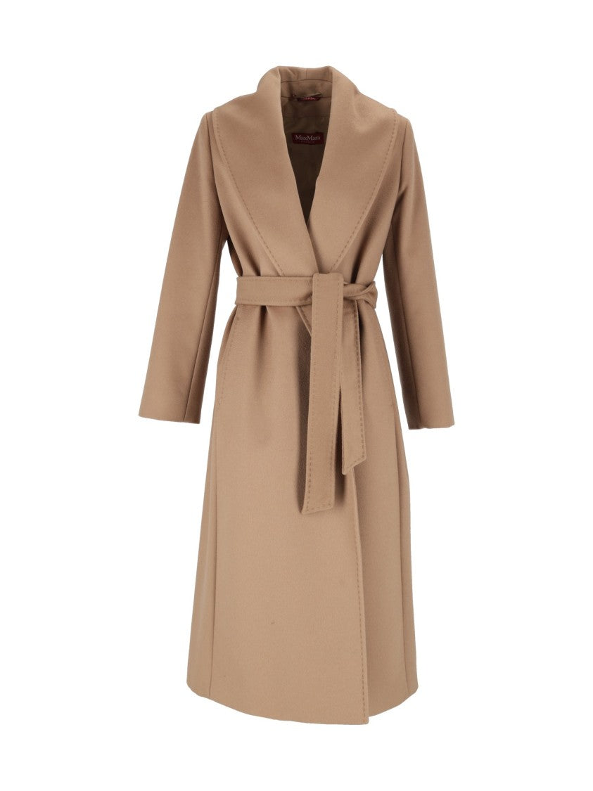 Max Mara Camel Loriana Shawl Collar Wrap Coat