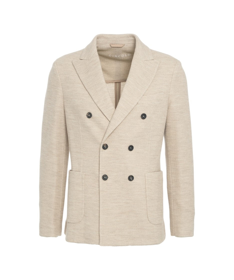 Circolo 1901 Double-Breasted Blazer With Classic Lapels And Textured Fabric