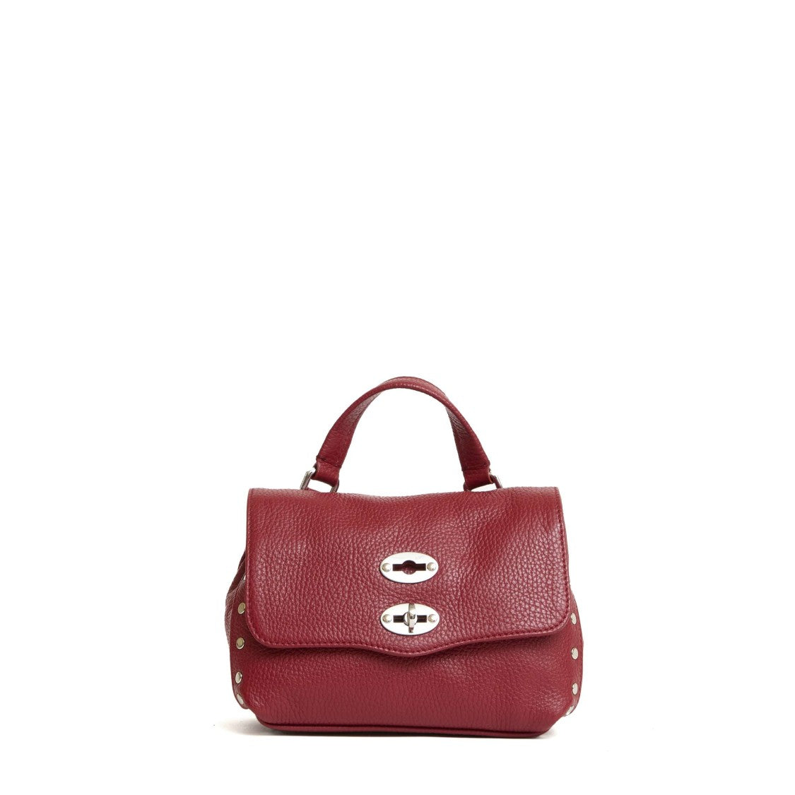 Zanellato Bordeaux Textured Leather Handbag With Turn-Lock Closure