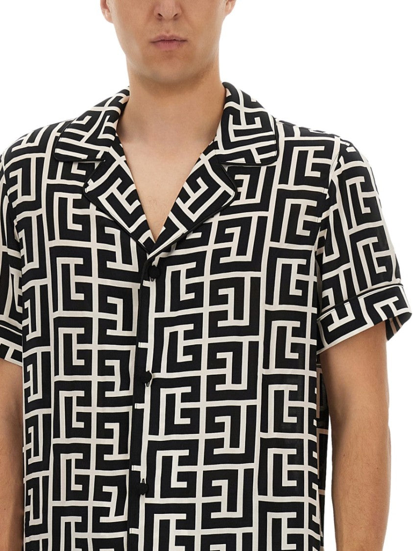 Balmain Monogram Print Pajama Shirt