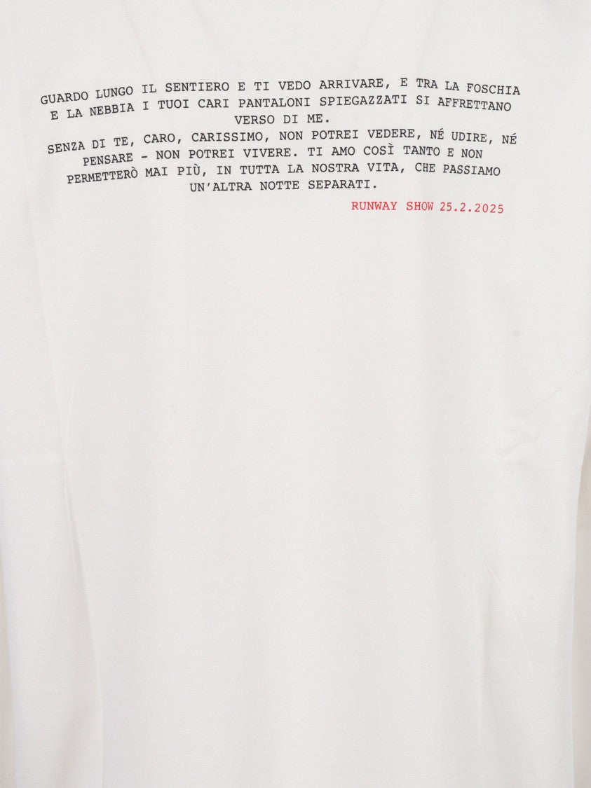Alberta Ferretti Relaxed Fit Cotton T-Shirt With Poetic Text Detail