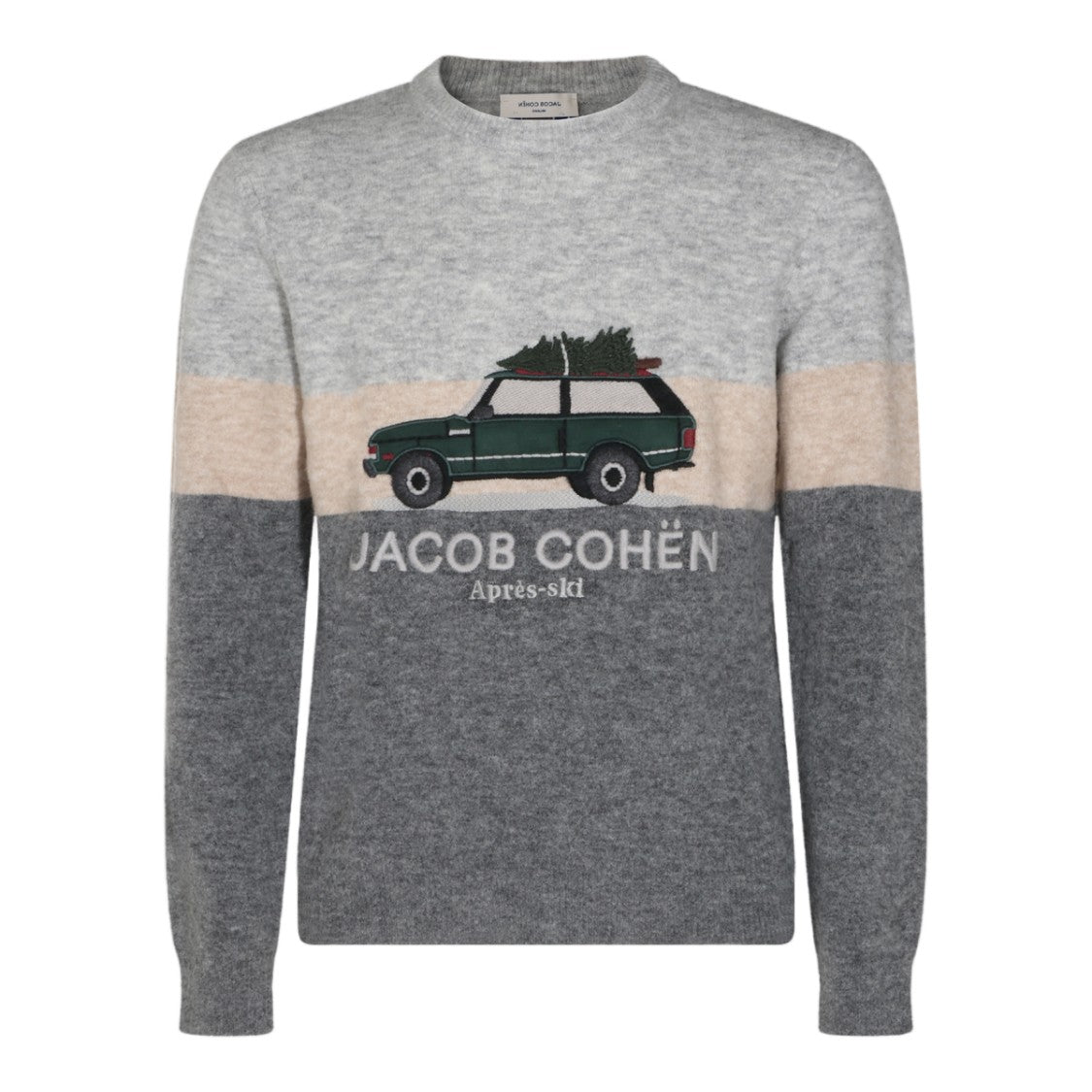 Jacob Cohen Color-Block Knit Sweater With Embroidered Christmas Motif