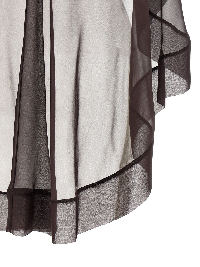Alberta Ferretti Hooded Silk Chiffon Scarf With Asymmetric Hem