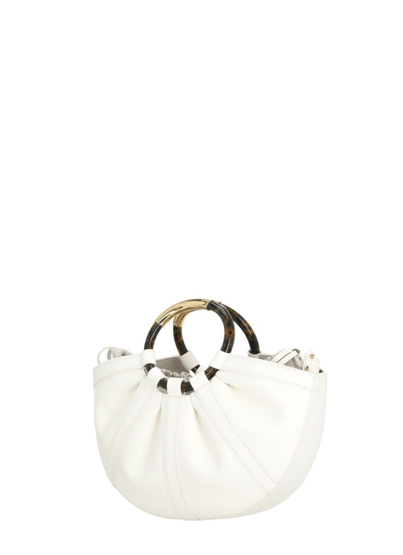 Coccinelle Ivory Leather Shell Bag With Structured Detailing