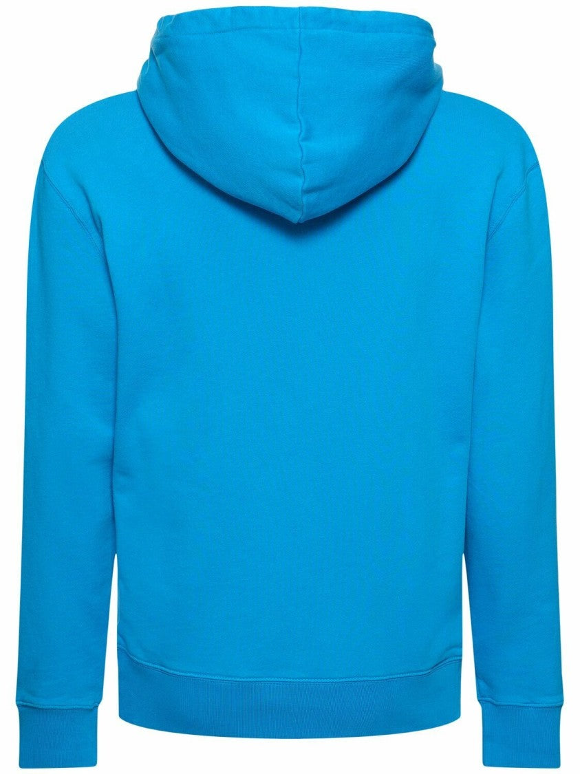 Maison Kitsuné Bright Blue Cotton Hoodie With Embroidered Fox Logo