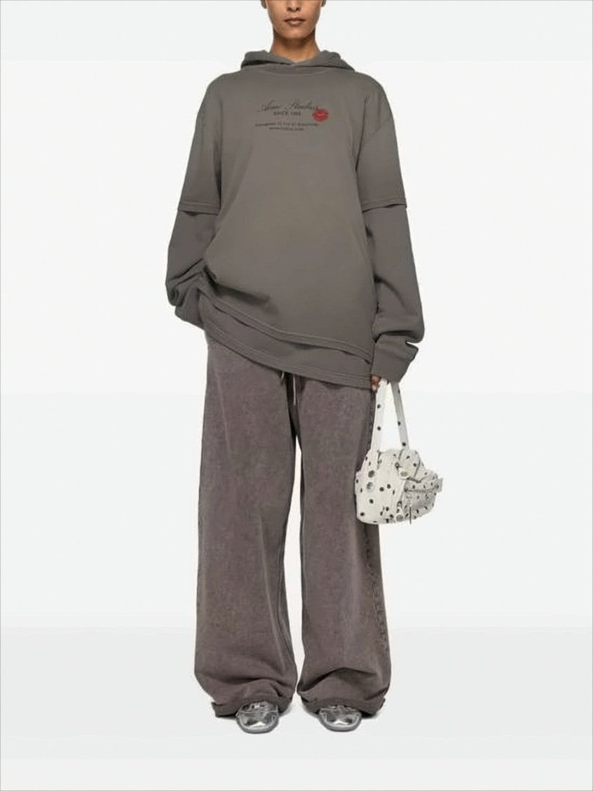 Acne Studios Layered Sleeve Hoodie With Printed Graphics