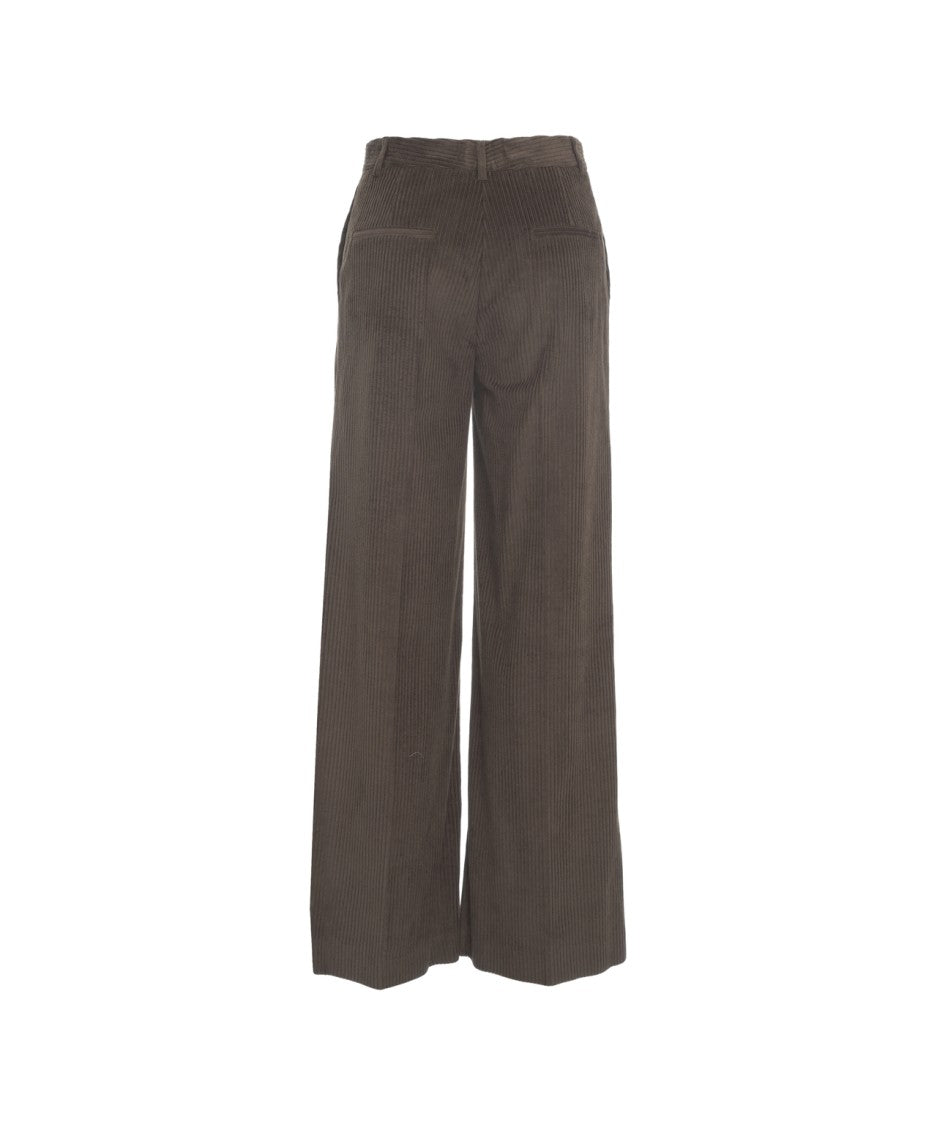 Ottod'ame High-Waist Flared Trousers With Textured Fabric