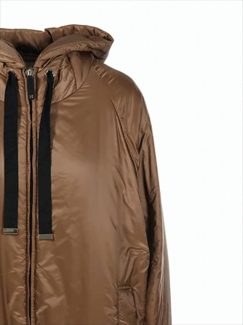 Max Mara Brown Hooded Casual Jacket With Padded Finish