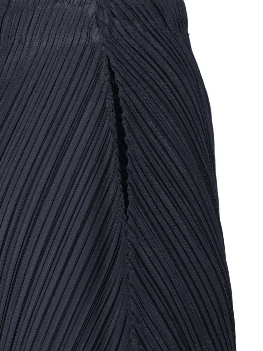 Pleats Please Issey Miyake Curved Pleated Wide-Leg Pants