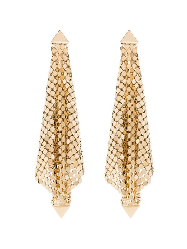 Rabanne Pixel Flow Spiral Gold-Colored Brass Earrings