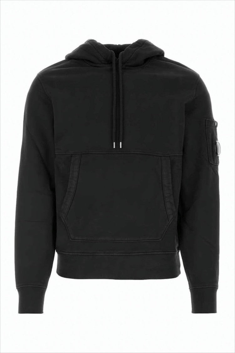 C.P. Company Classic Black Hoodie With Kangaroo Pocket And Signature Detail