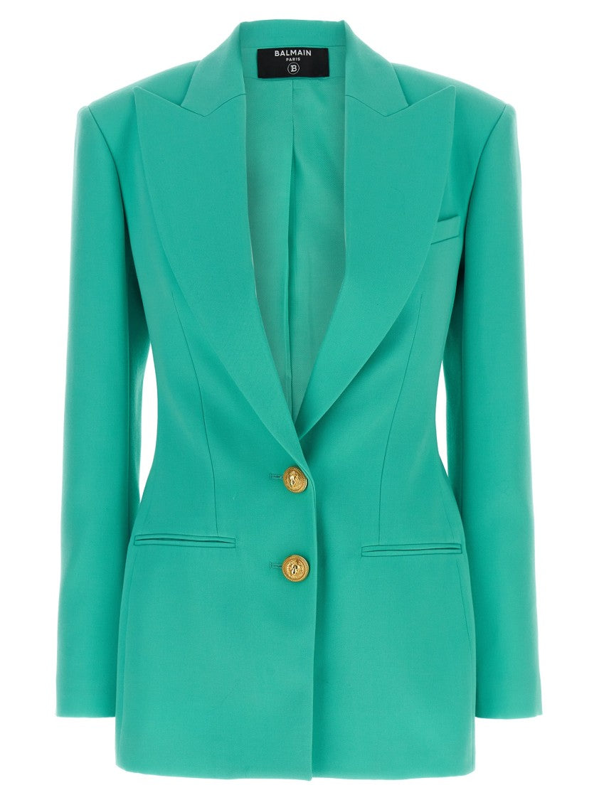 Balmain Logo Button Double-Breasted Blazer