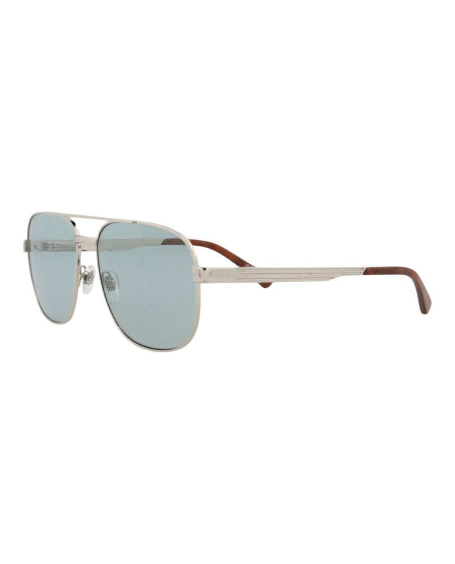 Gucci Aviator-Frame Metal Sunglasses With Adjustable Nosepads