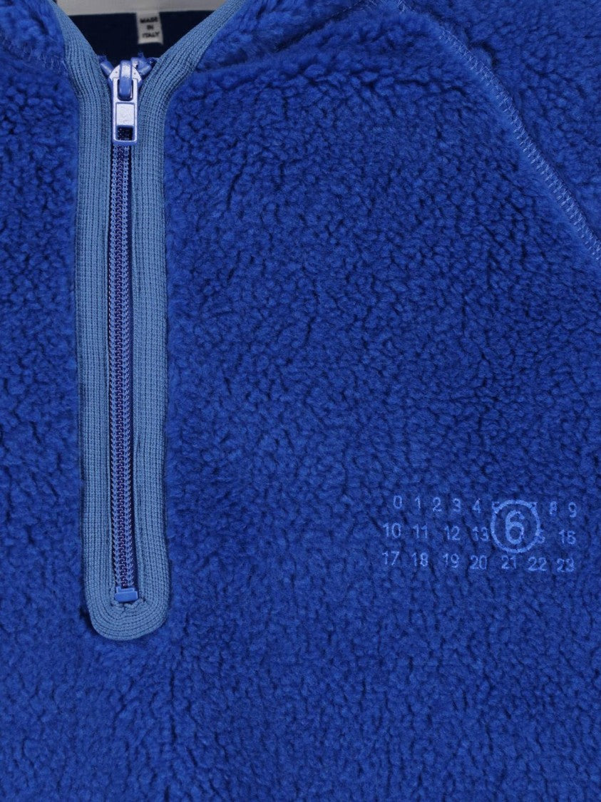 Mm6 By Maison Margiela Blue Fabric Teddy Zip Sweatshirt