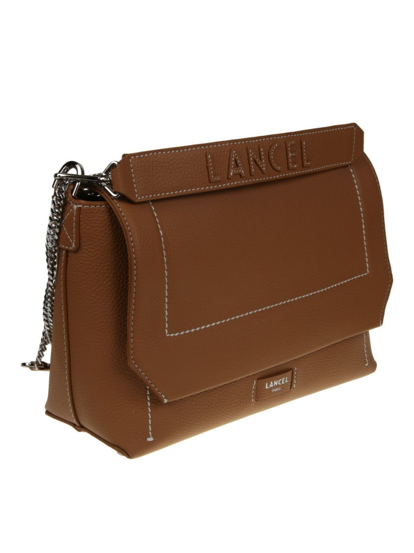 Lancel Ninon Soft Brown Flap Shoulder Bag