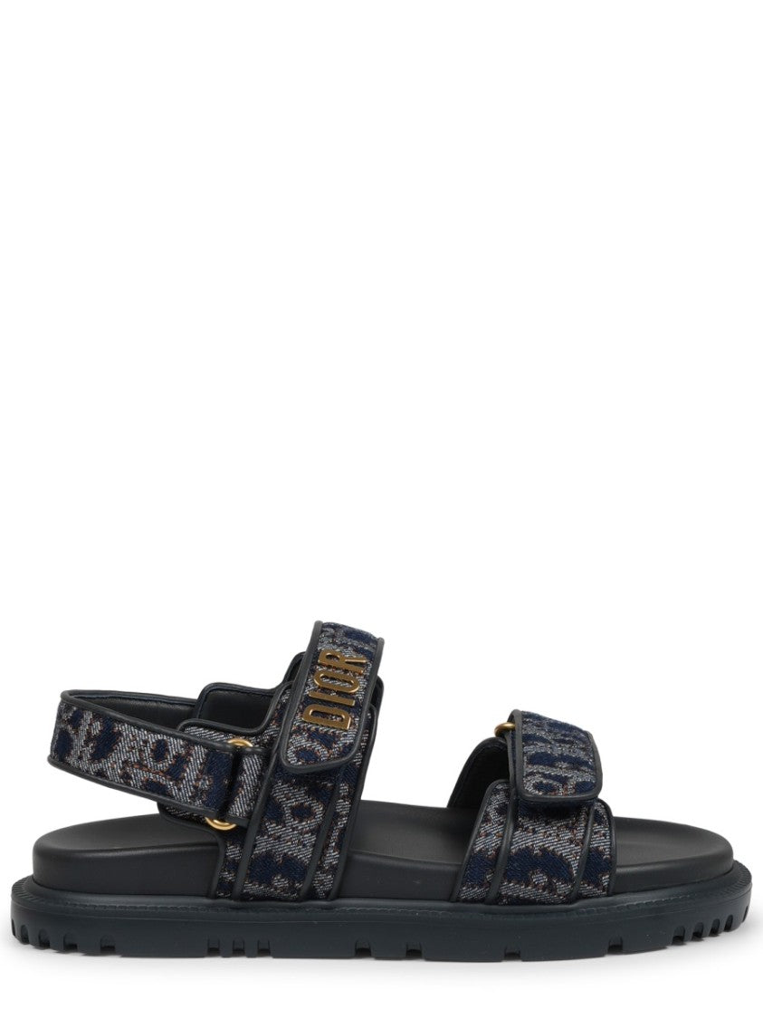 Dior Logo Embellished Black Sandals
