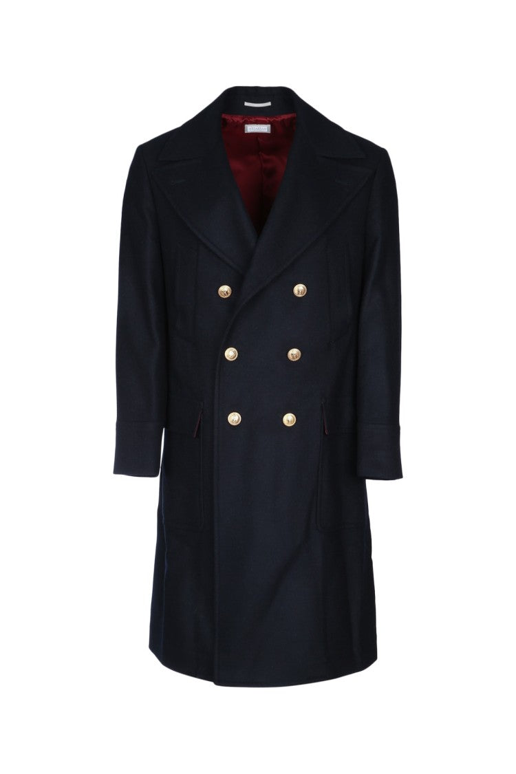 Brunello Cucinelli Double-Breasted Tailored Overcoat With Gold-Tone Buttons