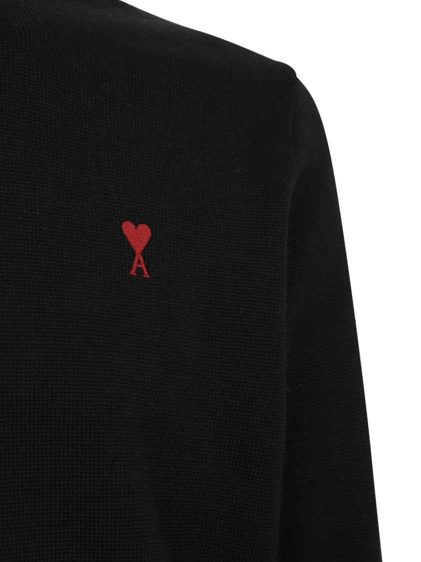 Ami Paris Black Wool Knit Sweater
