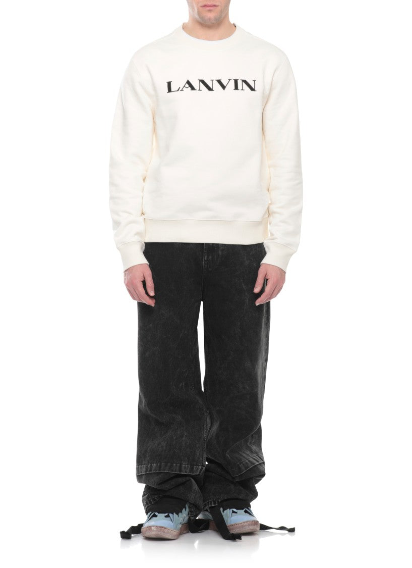 Lanvin Sky Blue Curb Leather-Blend Sneakers