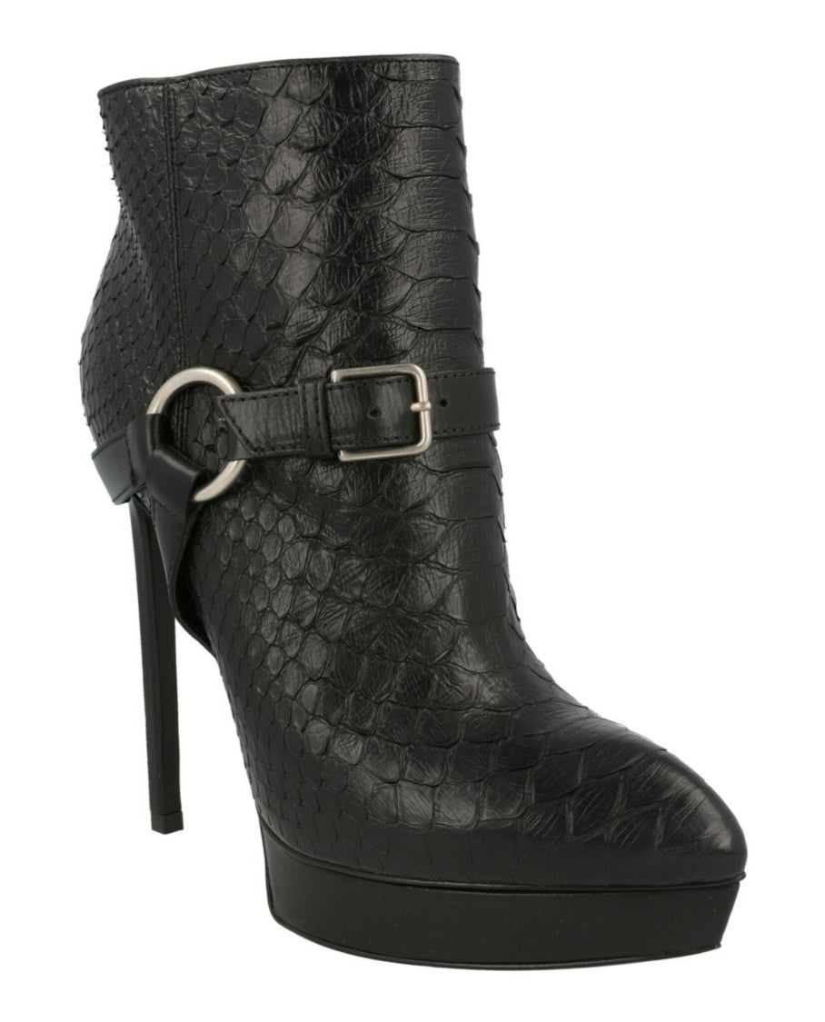 Saint Laurent Janis Python Ankle Boots