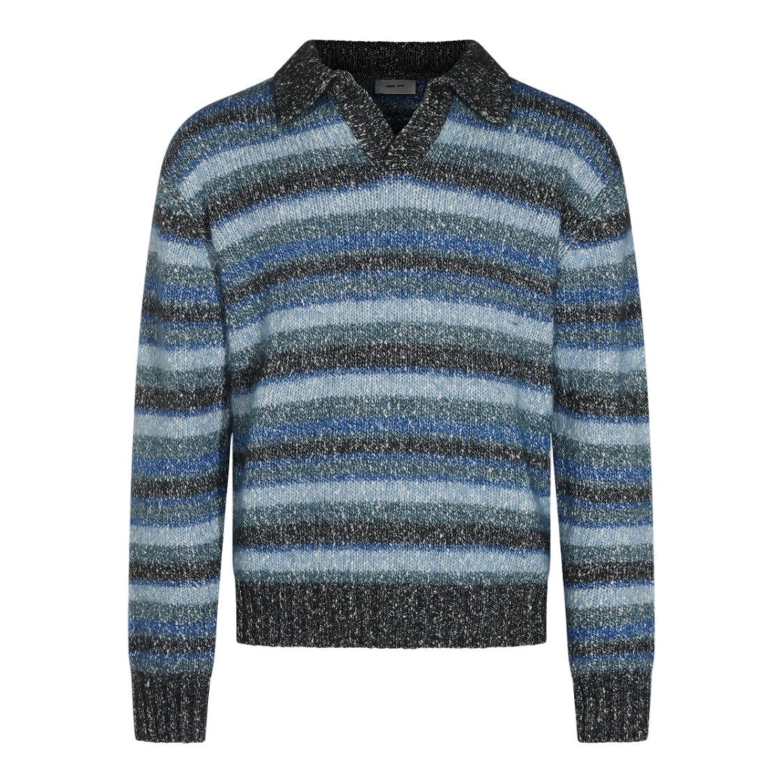 Nn.07 Horizontal Stripe Knitted Sweater With V-Neck And Ribbed Details