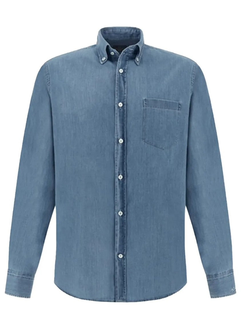 Paul & Shark Blue Button Down Faded Denim Shirt