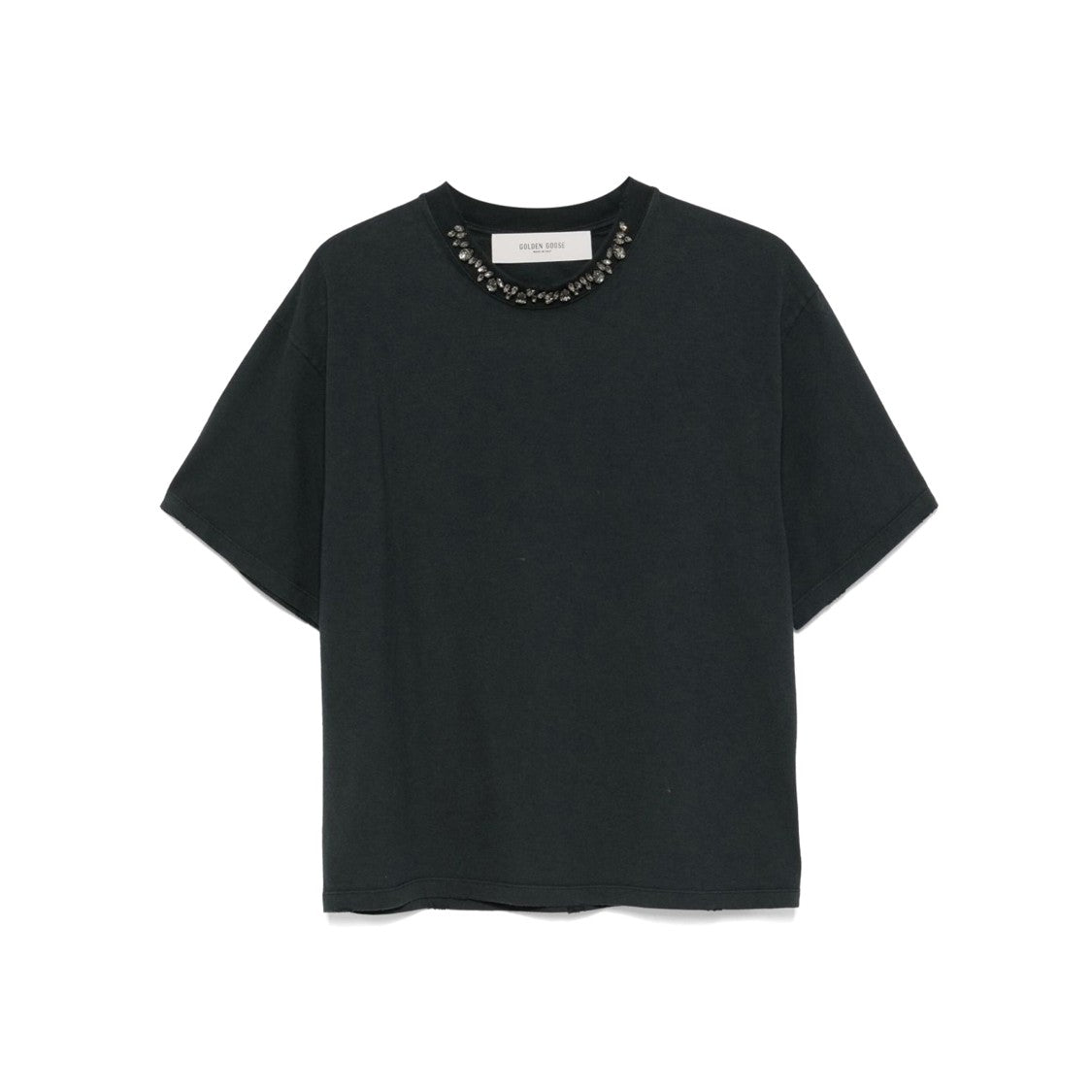 Golden Goose Boxy Black T-Shirt With Decorative Embellishment