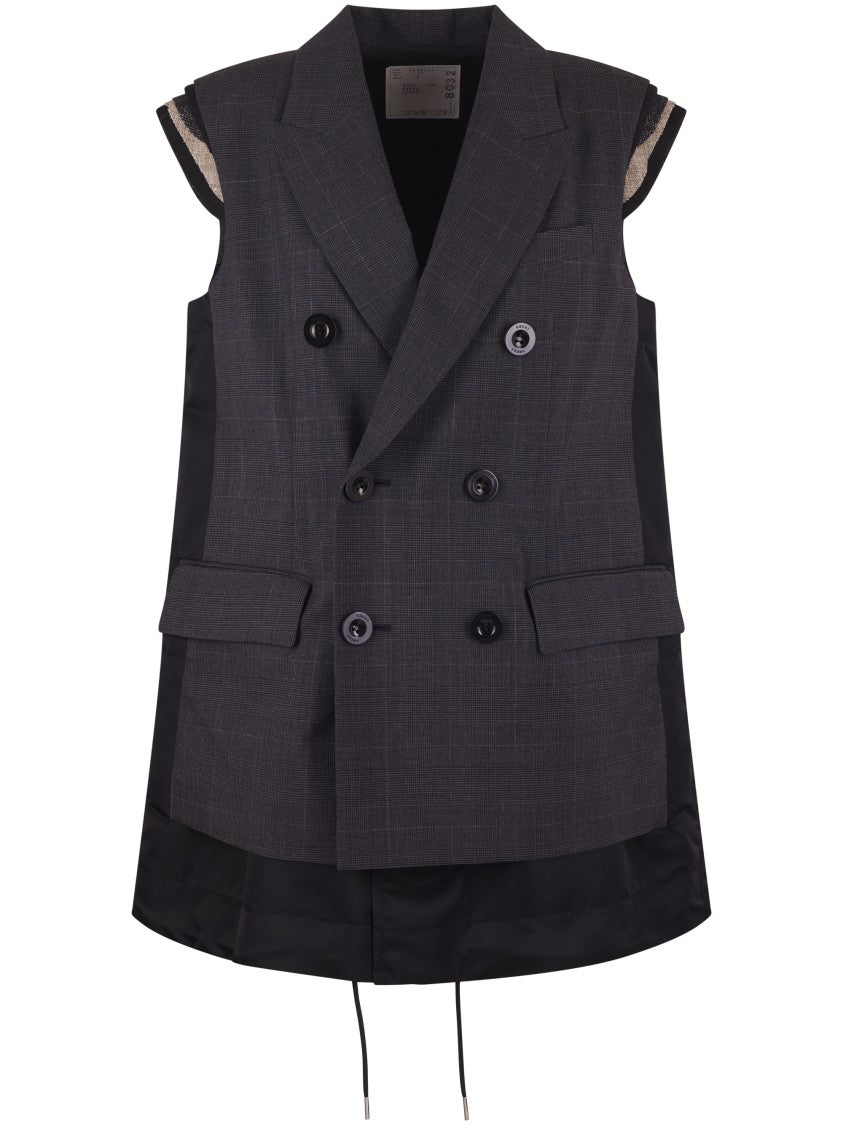Sacai Double-Breasted Glen Check Vest