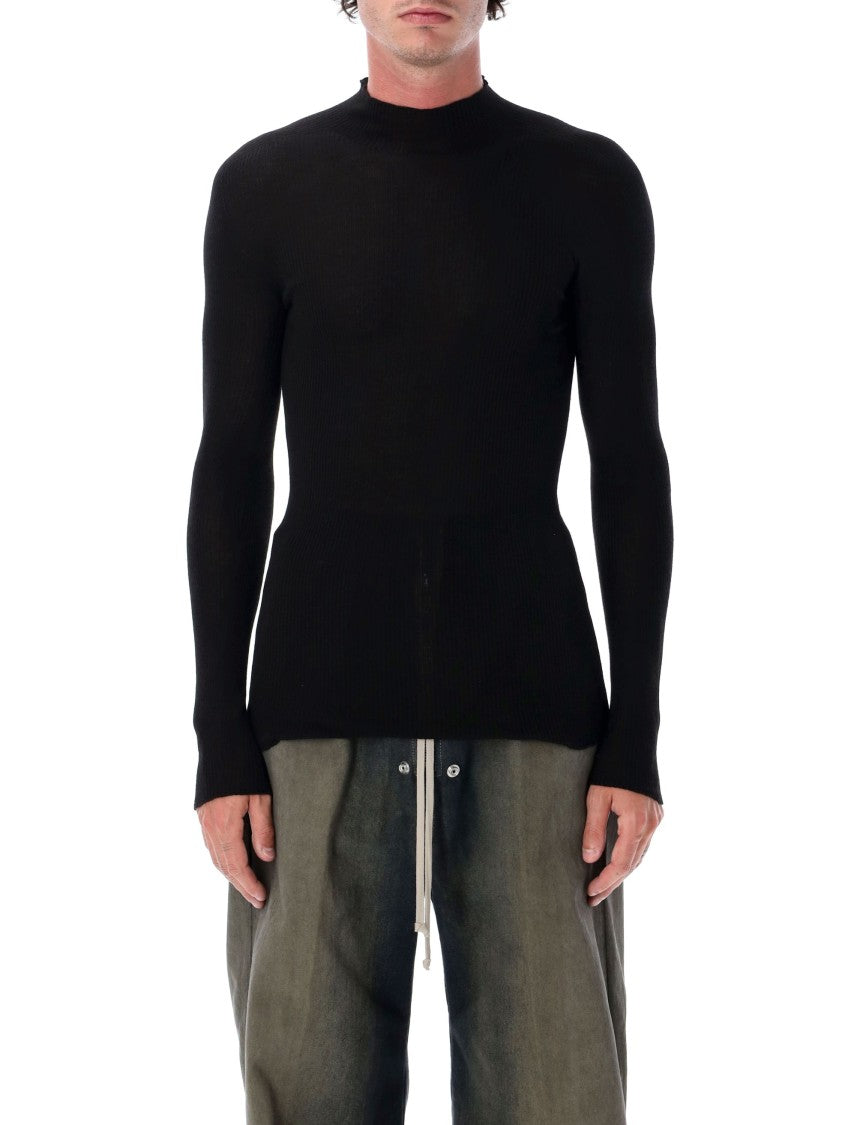 Rick Owens Fitted Ribbed Knit Turtleneck In Soft Virgin Wool