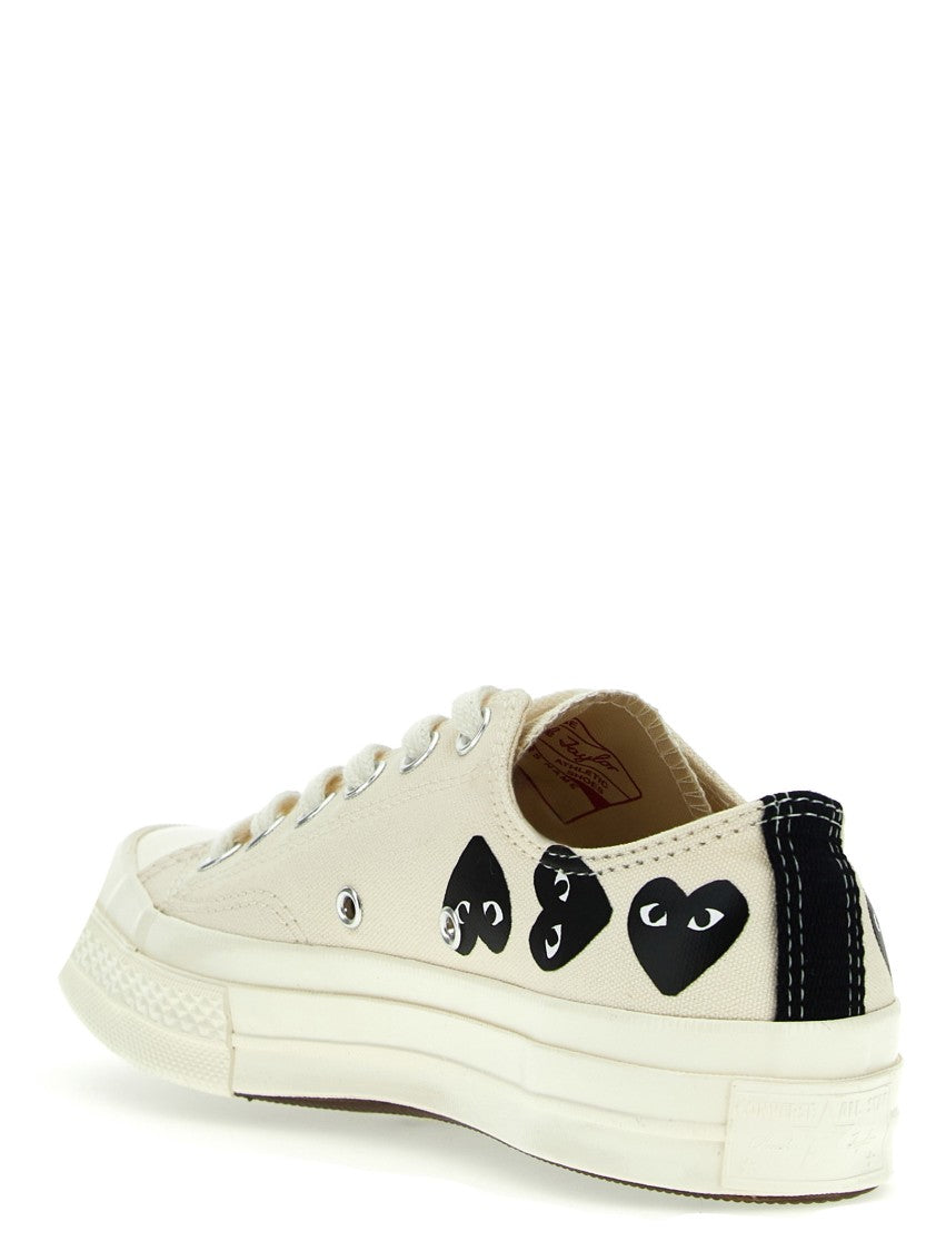 Comme Des Garçons Contrast Heart Print Canvas Sneakers
