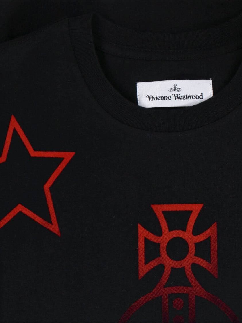 Vivienne Westwood Black Orb Stars Cotton T-Shirt