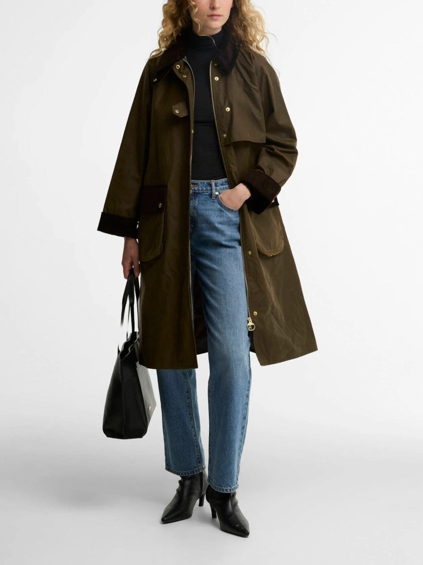 Barbour Relaxed Fit Short Coat With Dark Corduroy Collar