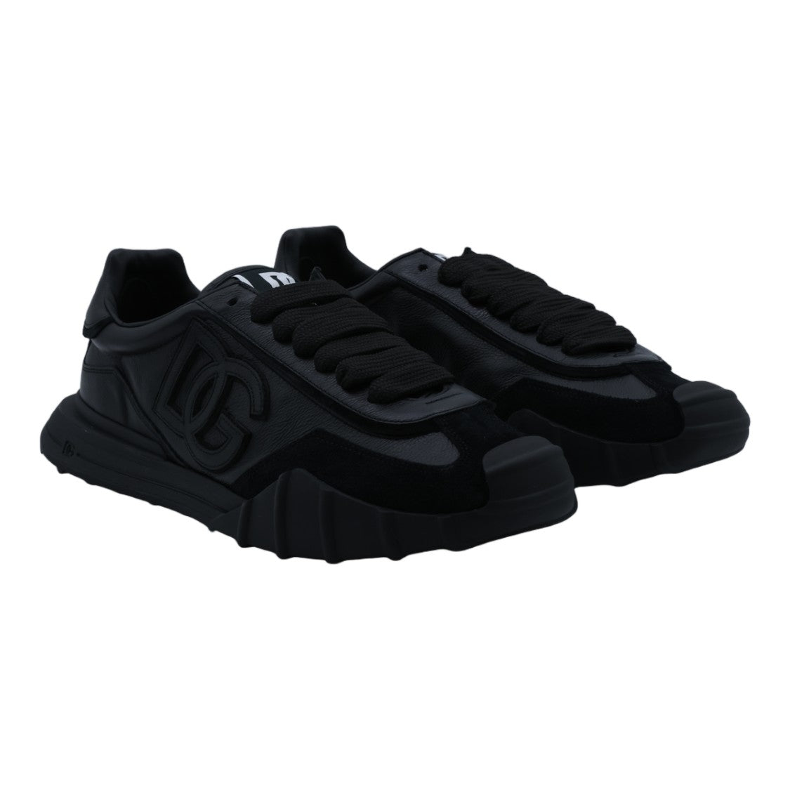 Dolce & Gabbana Monochromatic Black Sneakers With Chunky Sole