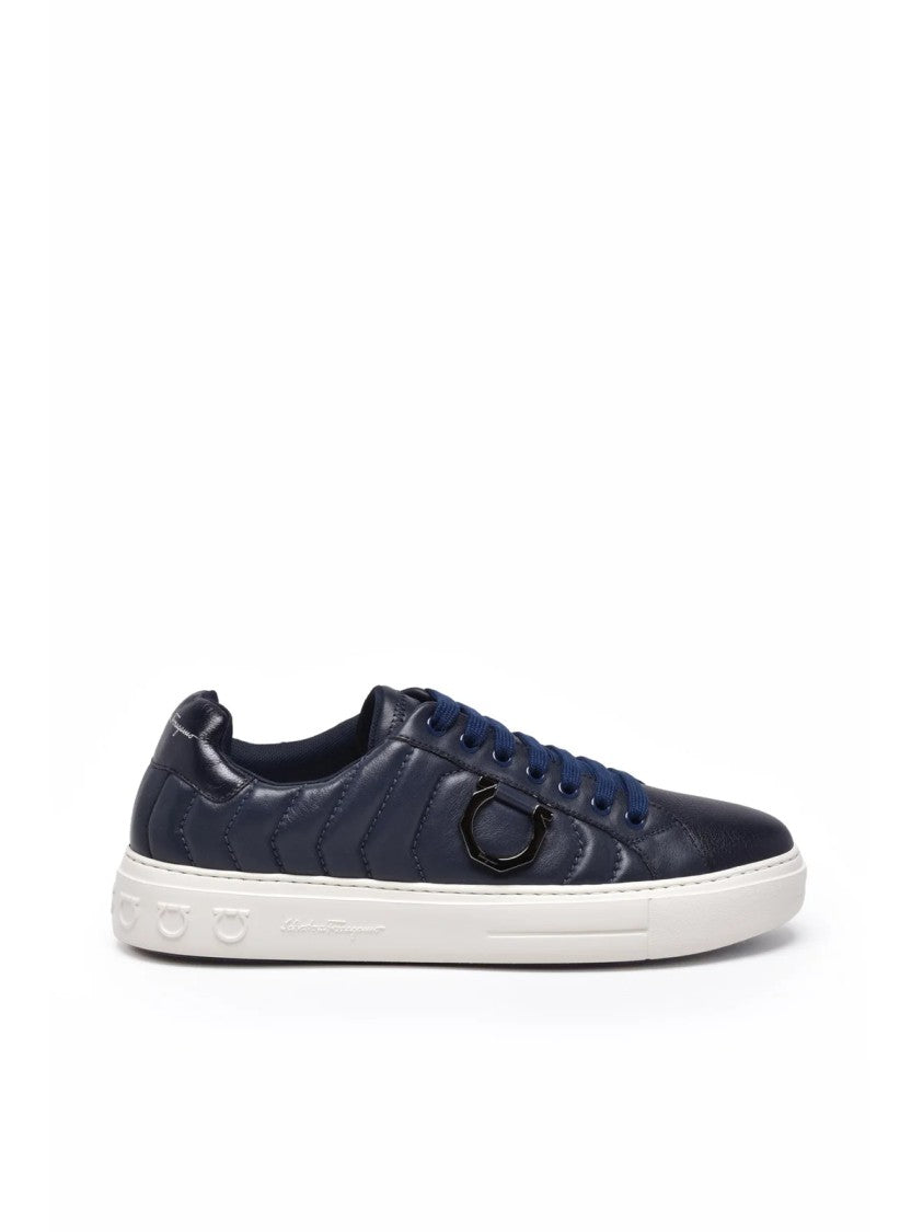 Salvatore Ferragamo Blue Leather Sneakers