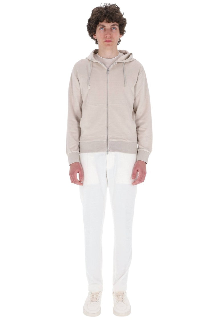 Eleventy Silk-Cotton Drawstring Hooded Sweatshirt