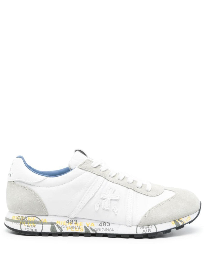 Premiata White Nylon Suede Lace-Up Sneakers