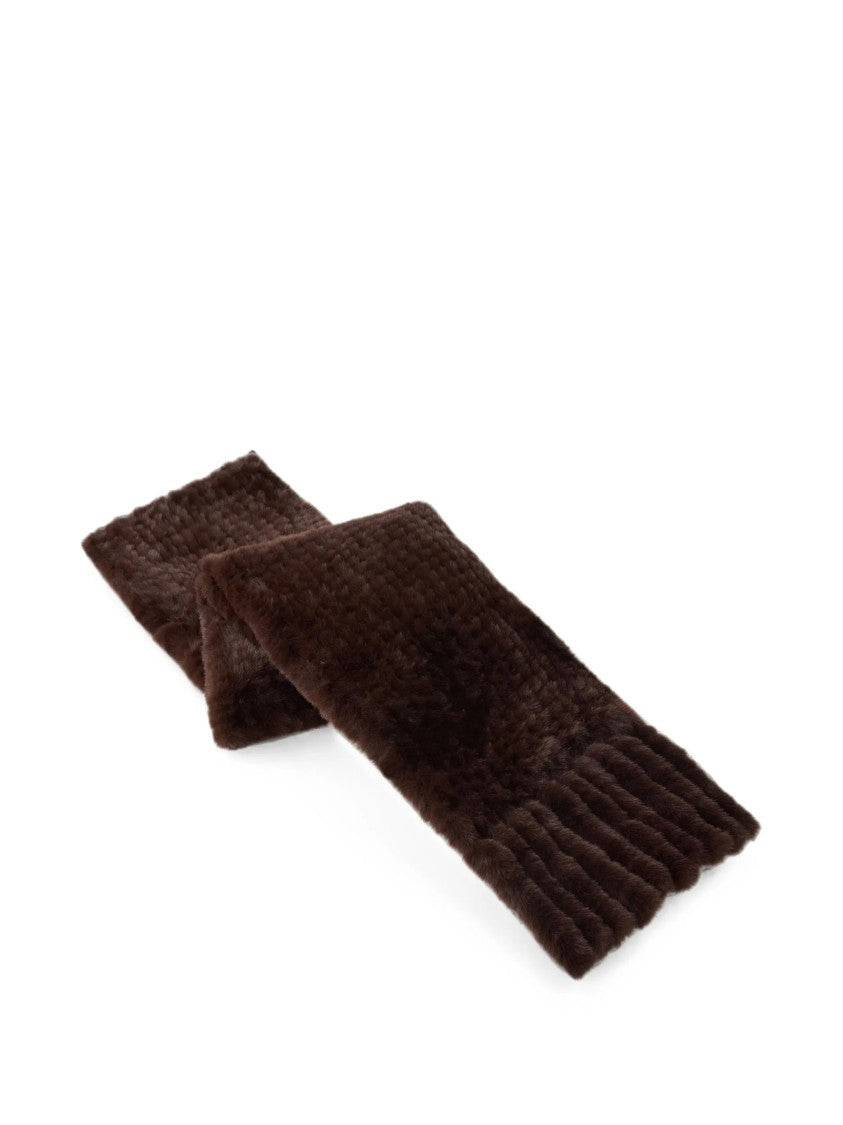 Pinko Ribbed Plush Scarf With Fringed Ends