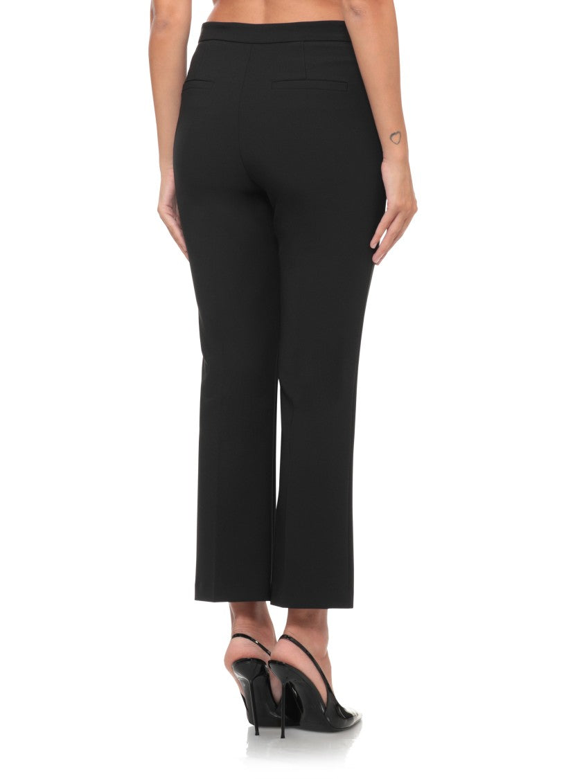 Elisabetta Franchi Cropped Black Trousers With Straight-Leg Silhouette And Decorative Detail