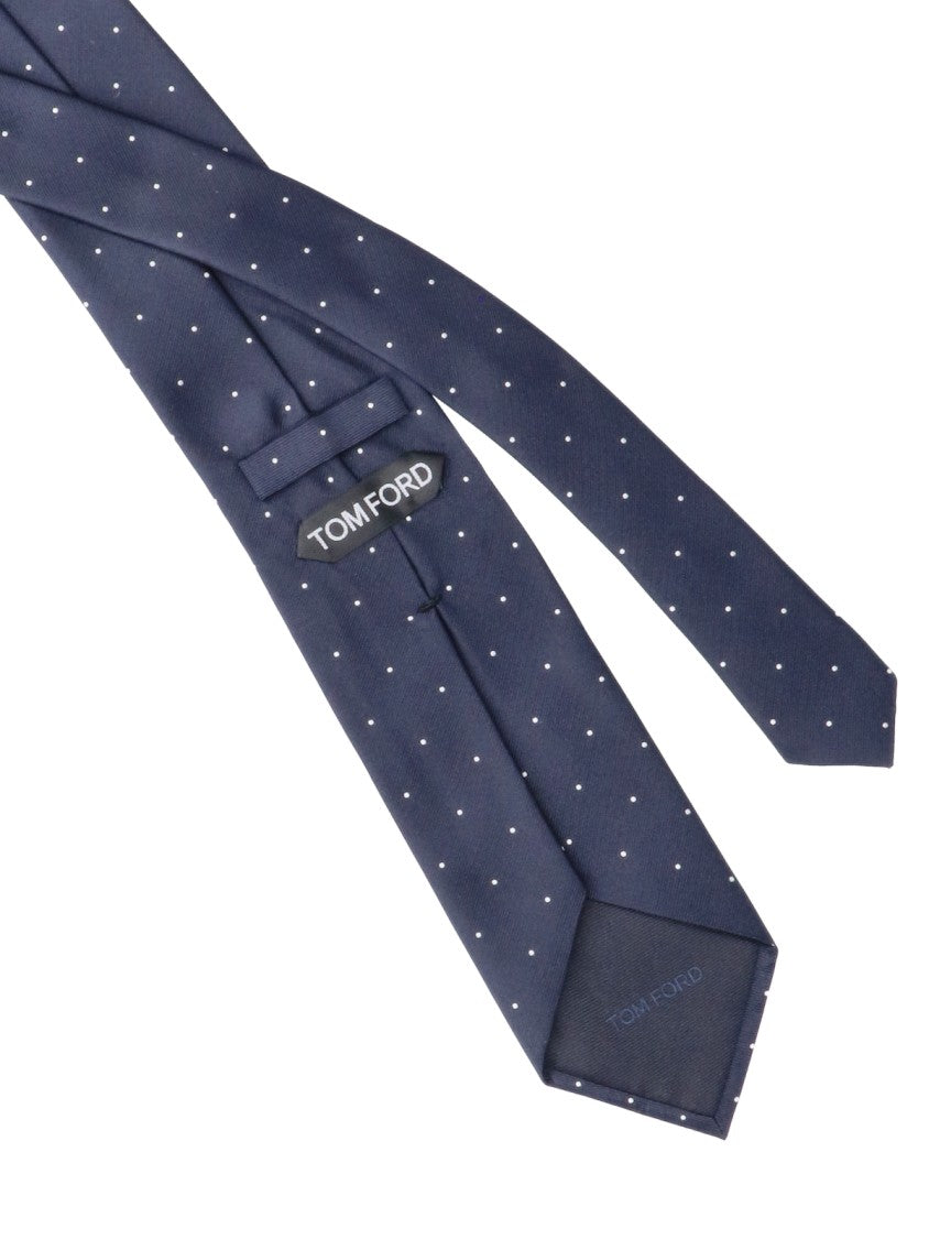 Tom Ford Adjustable Blue Polka Dot Mulberry Silk Necktie