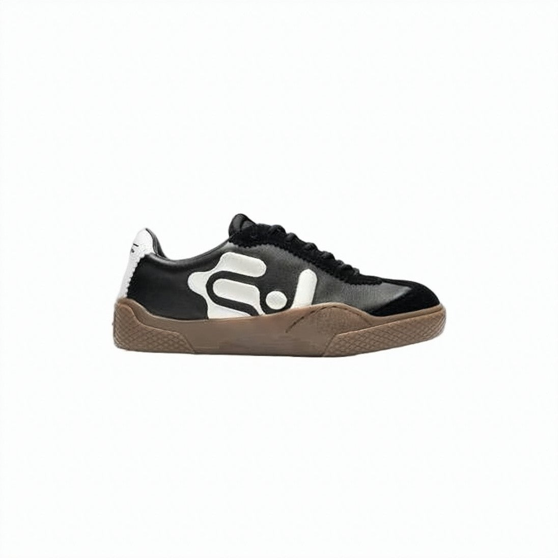 Eytys Eytys Black Suede And Leather Sneakers With Abstract Detailing