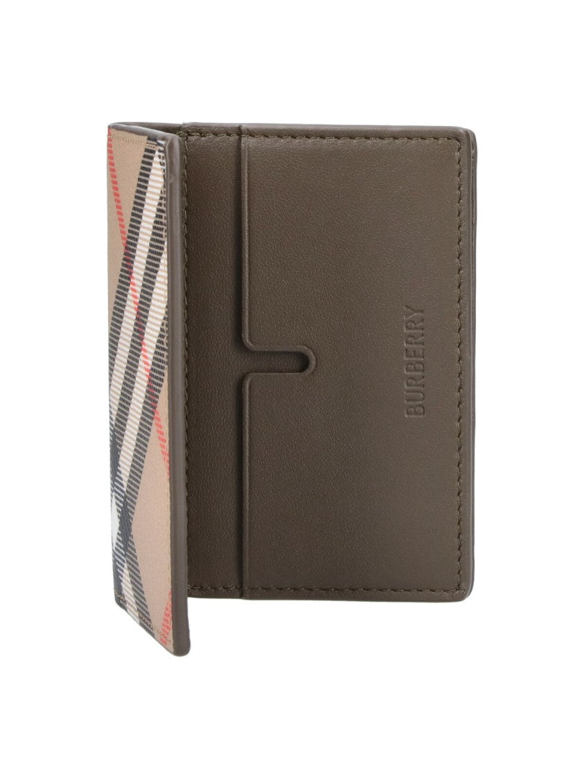 Burberry Beige Check Pattern Bifold Wallet